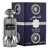 Sumou Platinum 100ml Eau de Parfum by Lattafa bottle and box