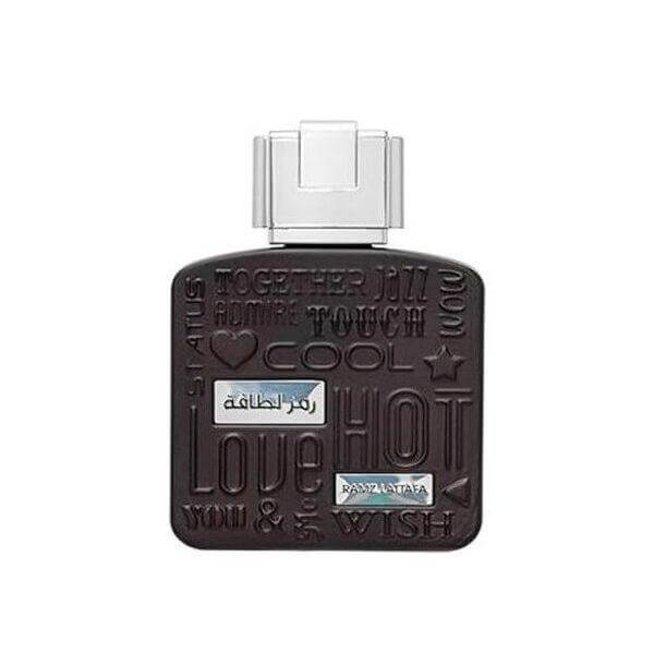 Ramz Lattafa Silver 100ml Eau de Parfum by Lattafa perfume bottle close up