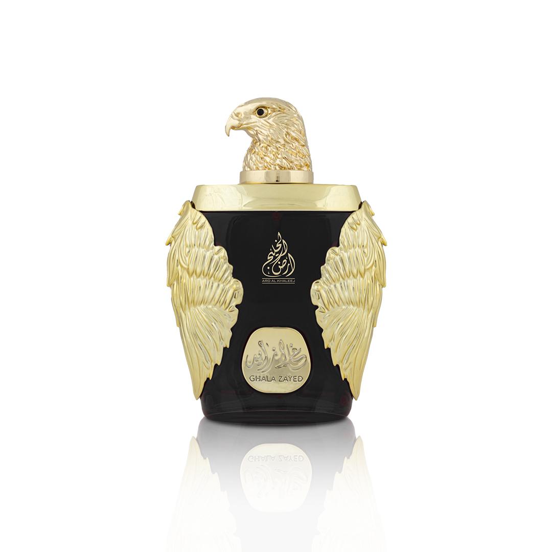 Ghala Zayed Luxury Gold 100ml Eau de Parfum by Ard Al Khaleej fragrance packaging front view