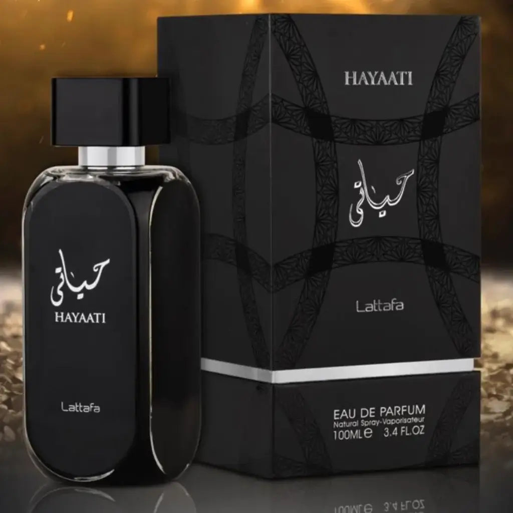 Hayaati 100ml Eau de Parfum by Lattafa fragrance packaging front view