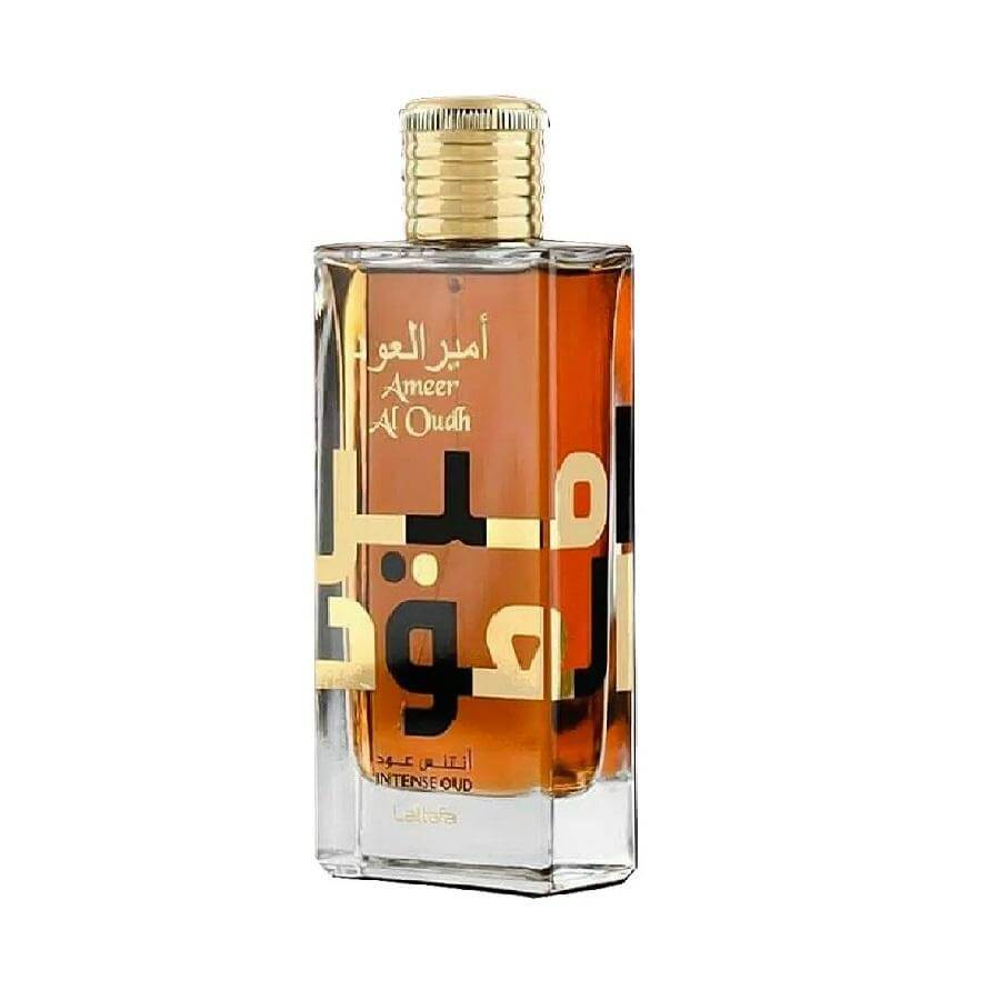 Ameer Al Oudh Intense Oud 100ml Eau de Parfum by Lattafa fragrance packaging front view