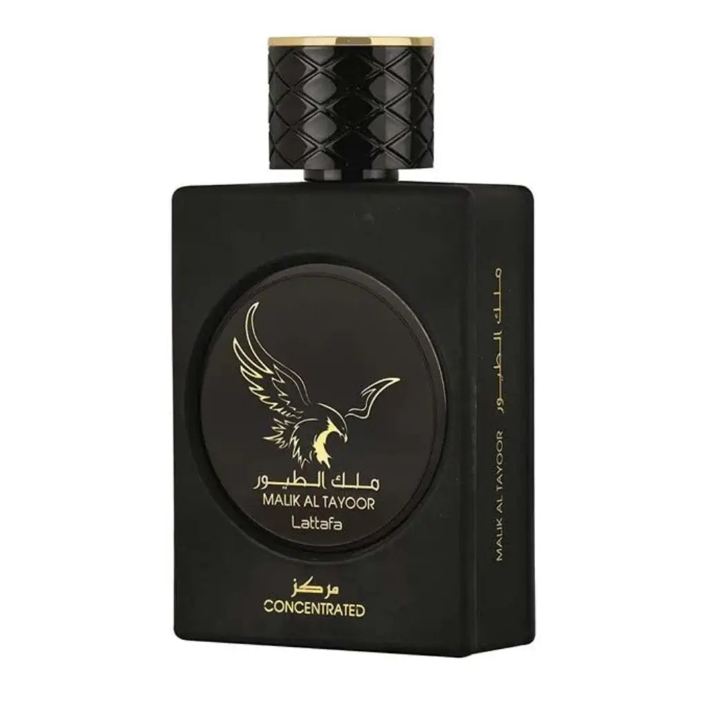 Malik Al Tayoor Concentrated 100ml Eau de Parfum by Lattafa attar packaging front view