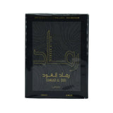 Ramaad al Oud 100ml Eau de Parfum by Lattafa perfume bottle close up