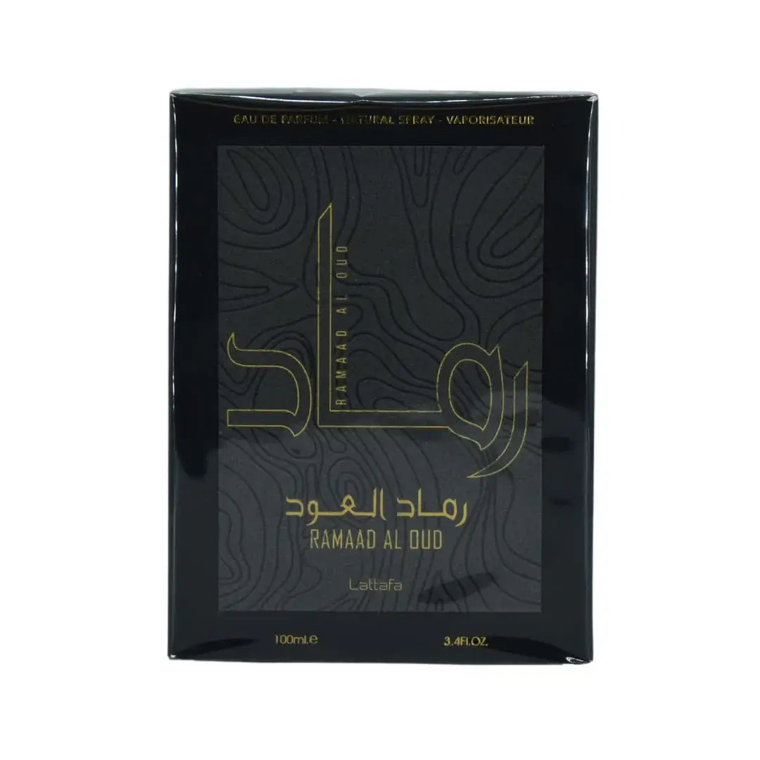 Ramaad al Oud 100ml Eau de Parfum by Lattafa perfume bottle close up
