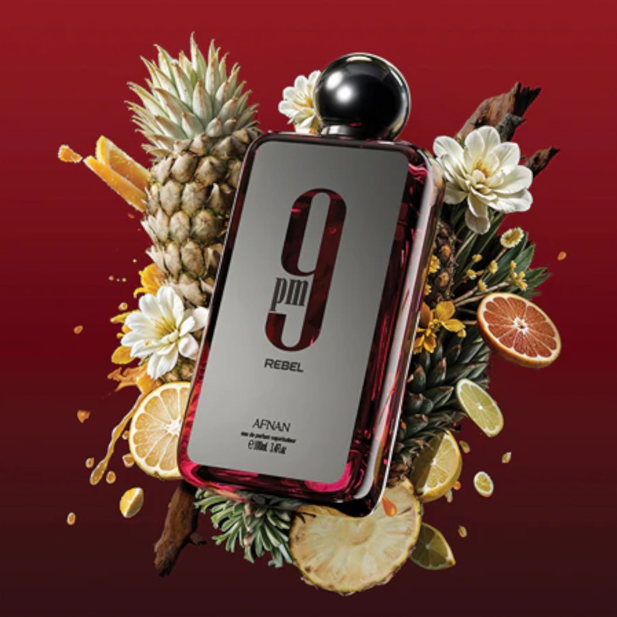 9pm Rebel 100ml Eau de Parfum by Afnan perfume bottle close up