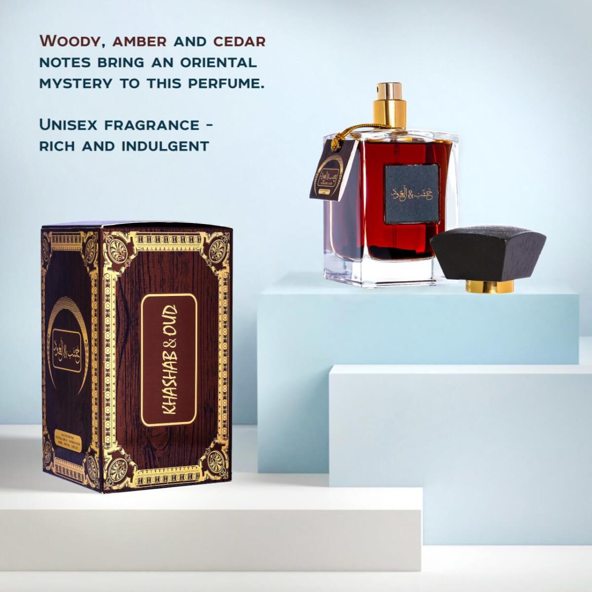 Khashab & Oud 100ml Eau de Parfum by My Perfumes perfume bottle close up