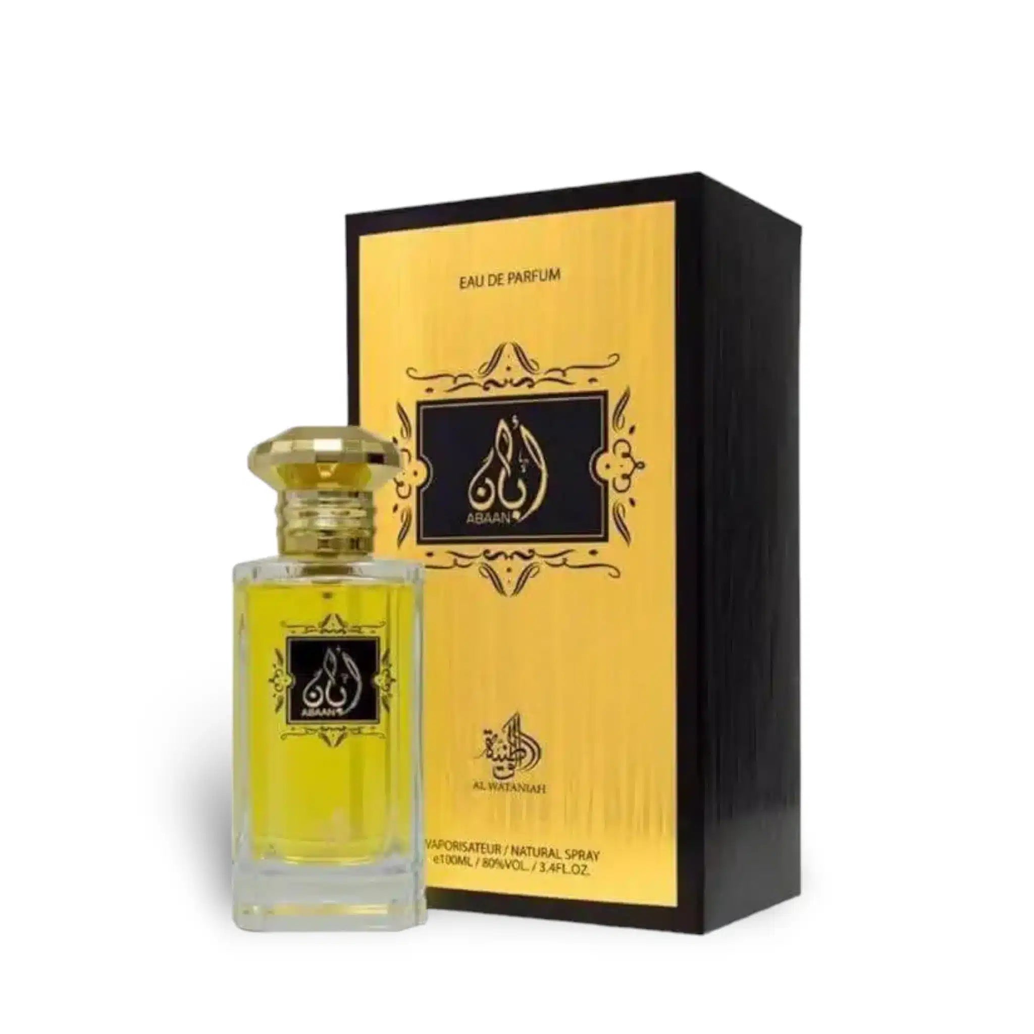 Abaan 100ml Eau de Parfum by Al Wataniah bottle and box