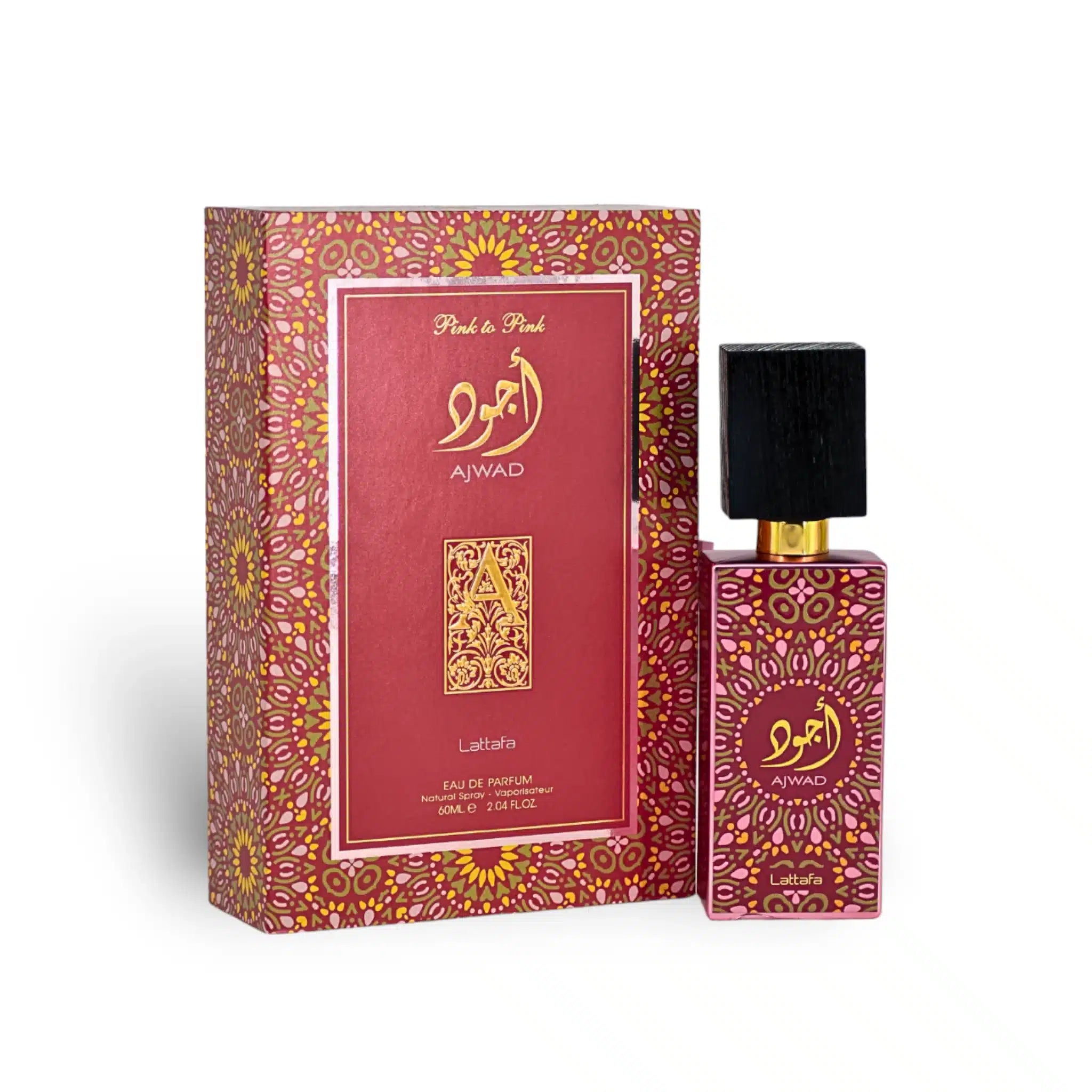 Ajwad Pink to Pink 60ml Eau de Parfum by Lattafa bottle and box