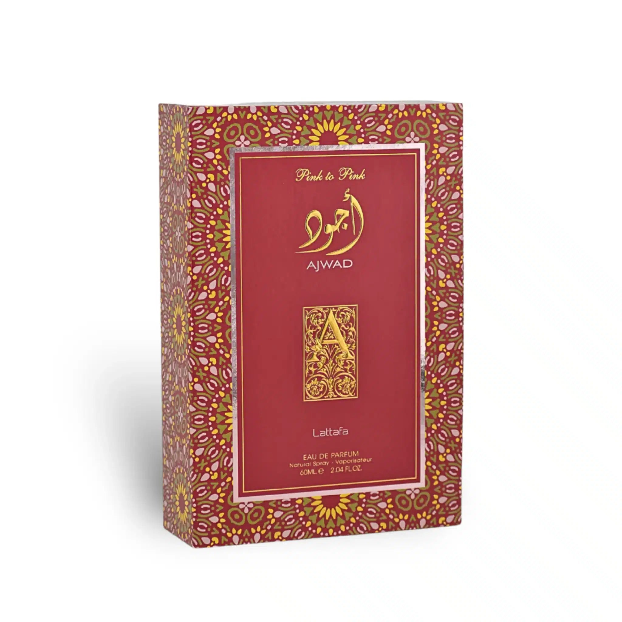 Ajwad Pink to Pink 60ml Eau de Parfum by Lattafa fragrance packaging front view