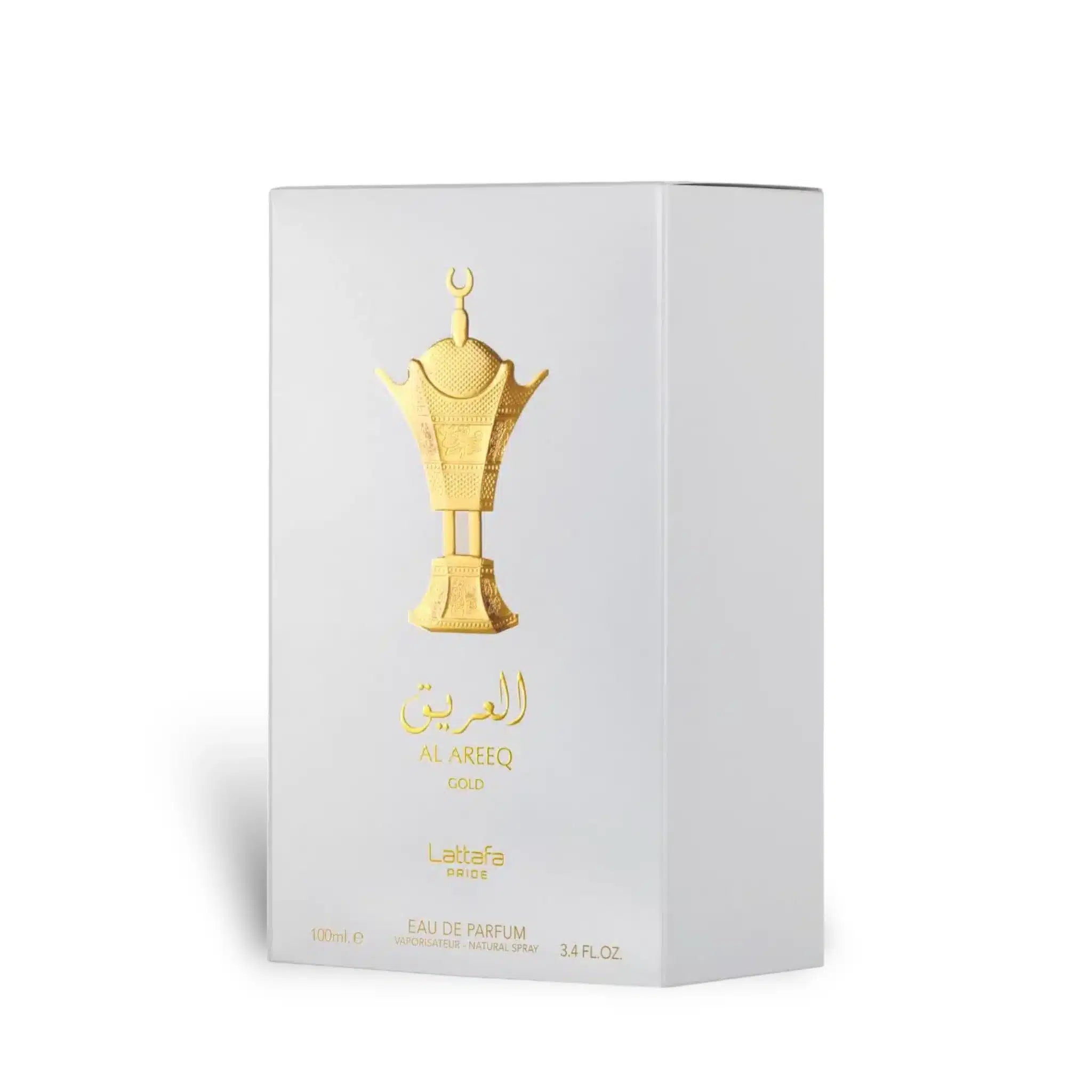 Al Areeq Gold 100ml Eau de Parfum by Lattafa Pride fragrance bottle