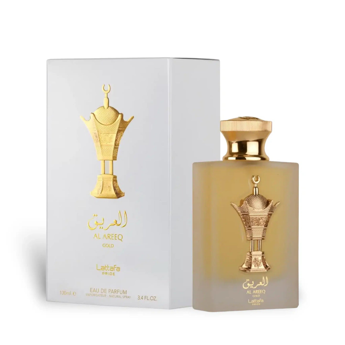 Al Areeq Gold 100ml Eau de Parfum by Lattafa Pride fragrance bottle