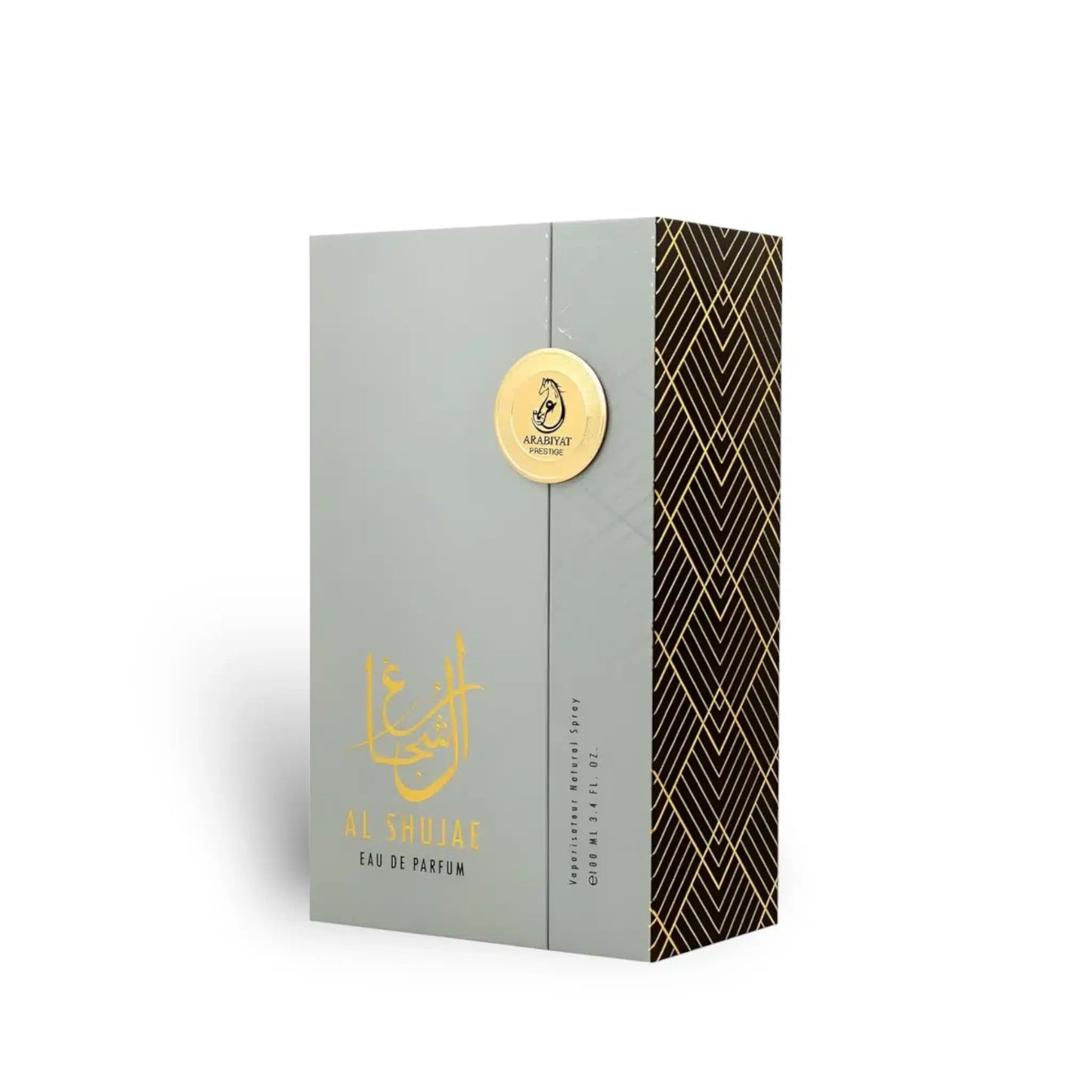 Al Shujae 100ml Eau de Parfum by Arabiyat Prestige fragrance packaging front view