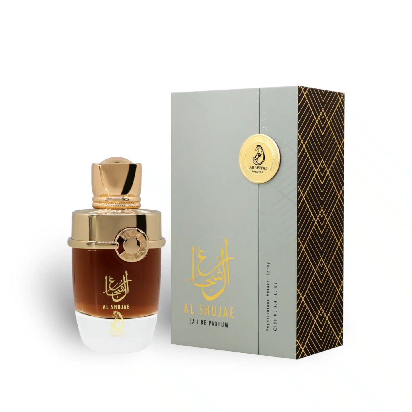 Al Shujae 100ml Eau de Parfum by Arabiyat Prestige bottle and box