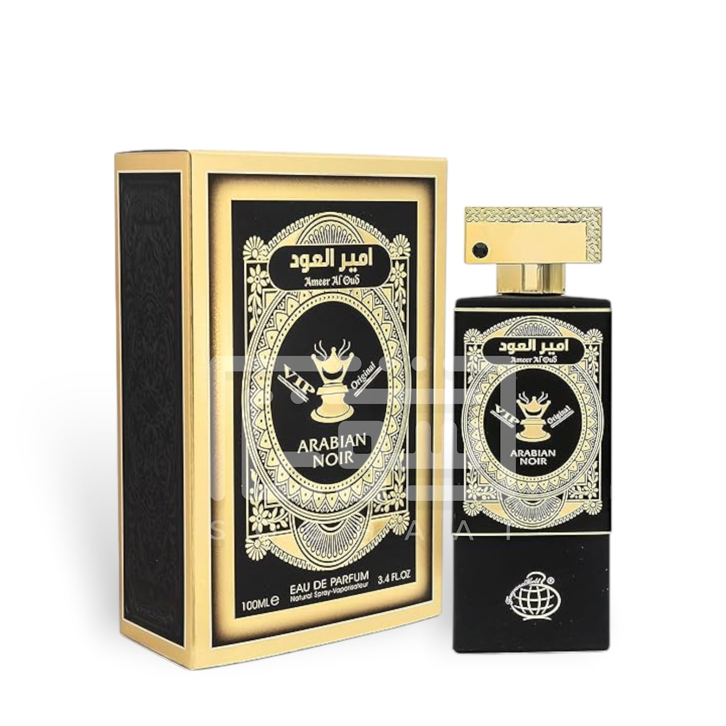Ameer Al Oud Arabian Noir 80ml Eau de Parfum by Fragrance World bottle and box