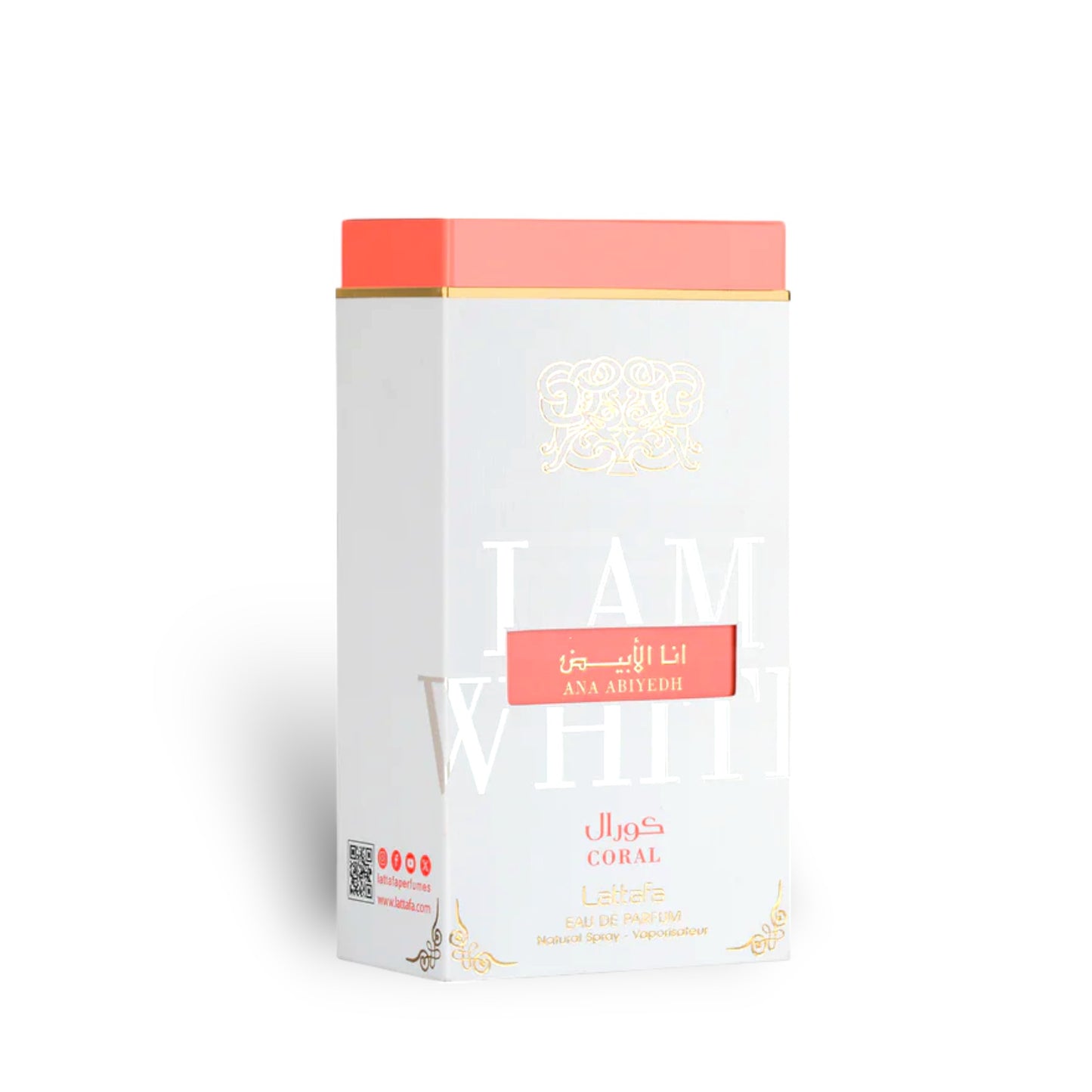 Ana Abiyedh Coral (I am White) 60ml Eau de Parfum by Lattafa perfume bottle close up