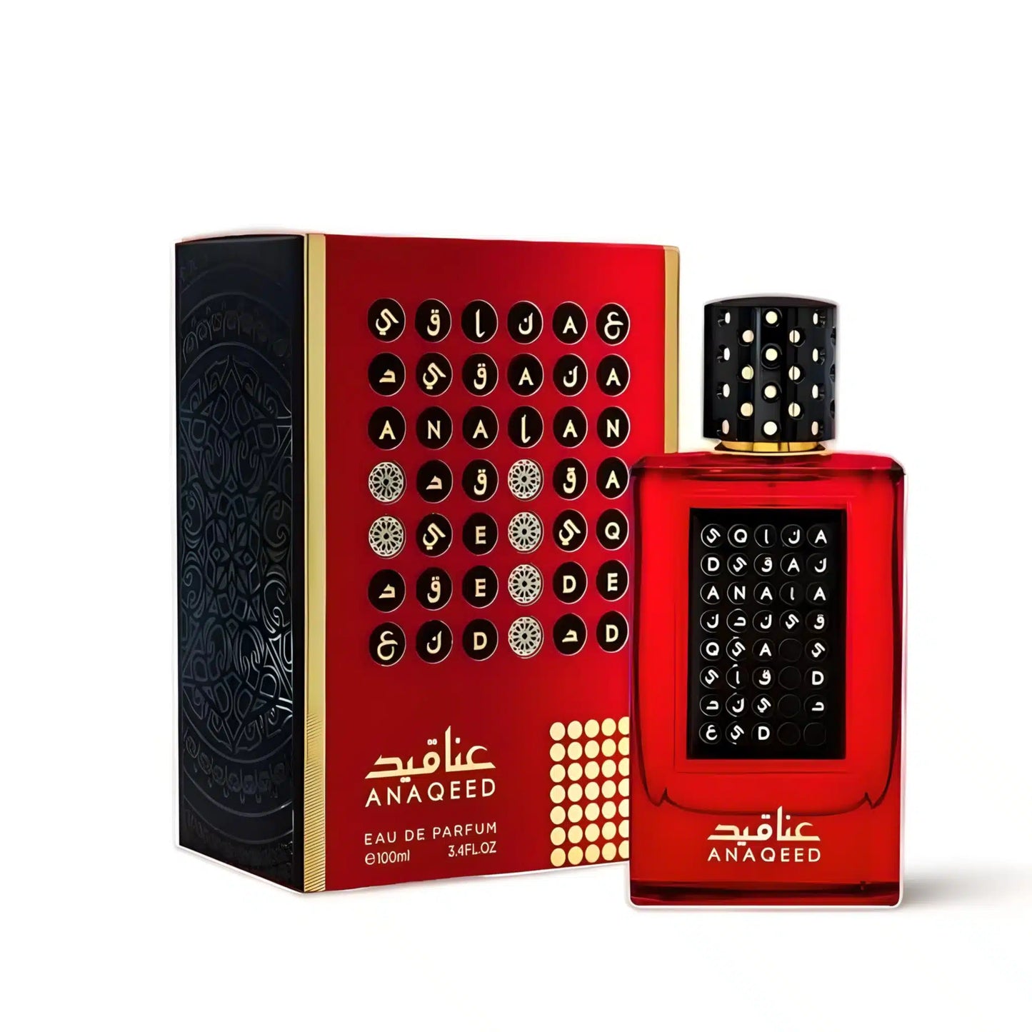 Anaqeed Rouge 100ml Eau de Parfum by Athoor Al Alam bottle and box