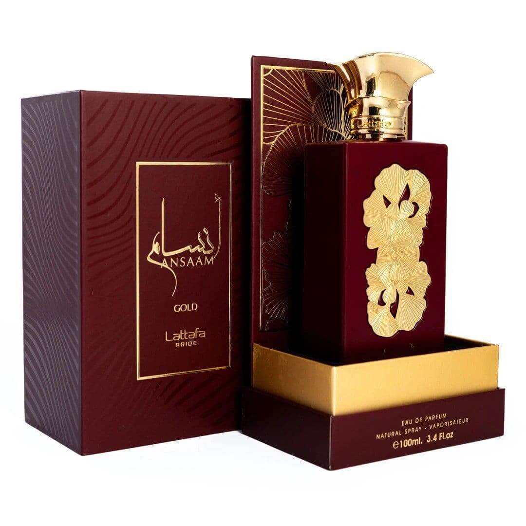 Ansaam Gold 100ml Eau de Parfum by Lattafa Pride fragrance bottle