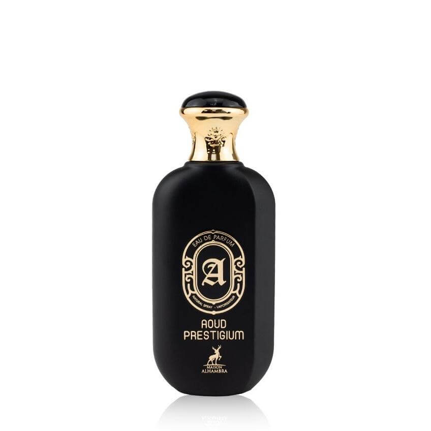 Aoud Prestigium 100ml Eau de Parfum by Maison Alhambra fragrance packaging front view