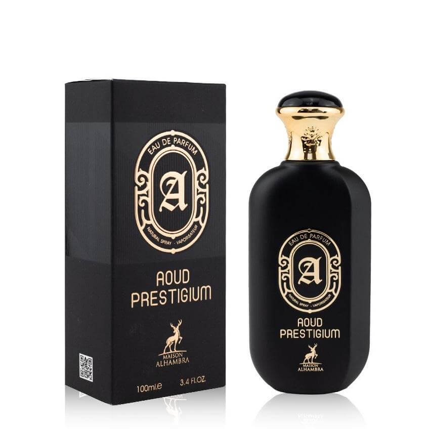 Aoud Prestigium 100ml Eau de Parfum by Maison Alhambra bottle and box
