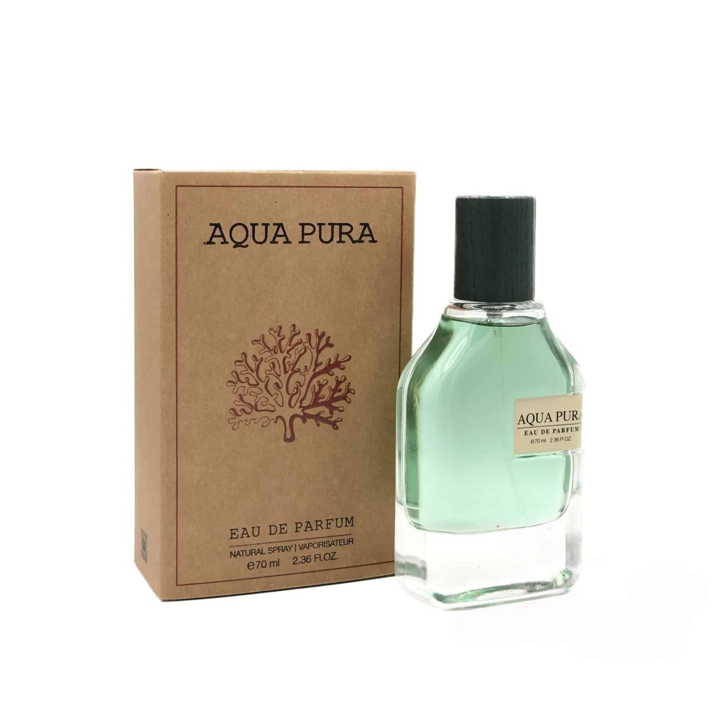 Aqua Pura 70ml Eau de Parfum by Fragrance World bottle and box