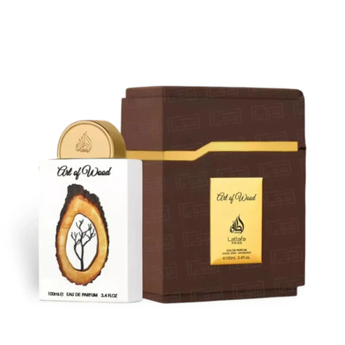 Art Of Wood 100ml Eau de Parfum by Lattafa Pride bottle and box