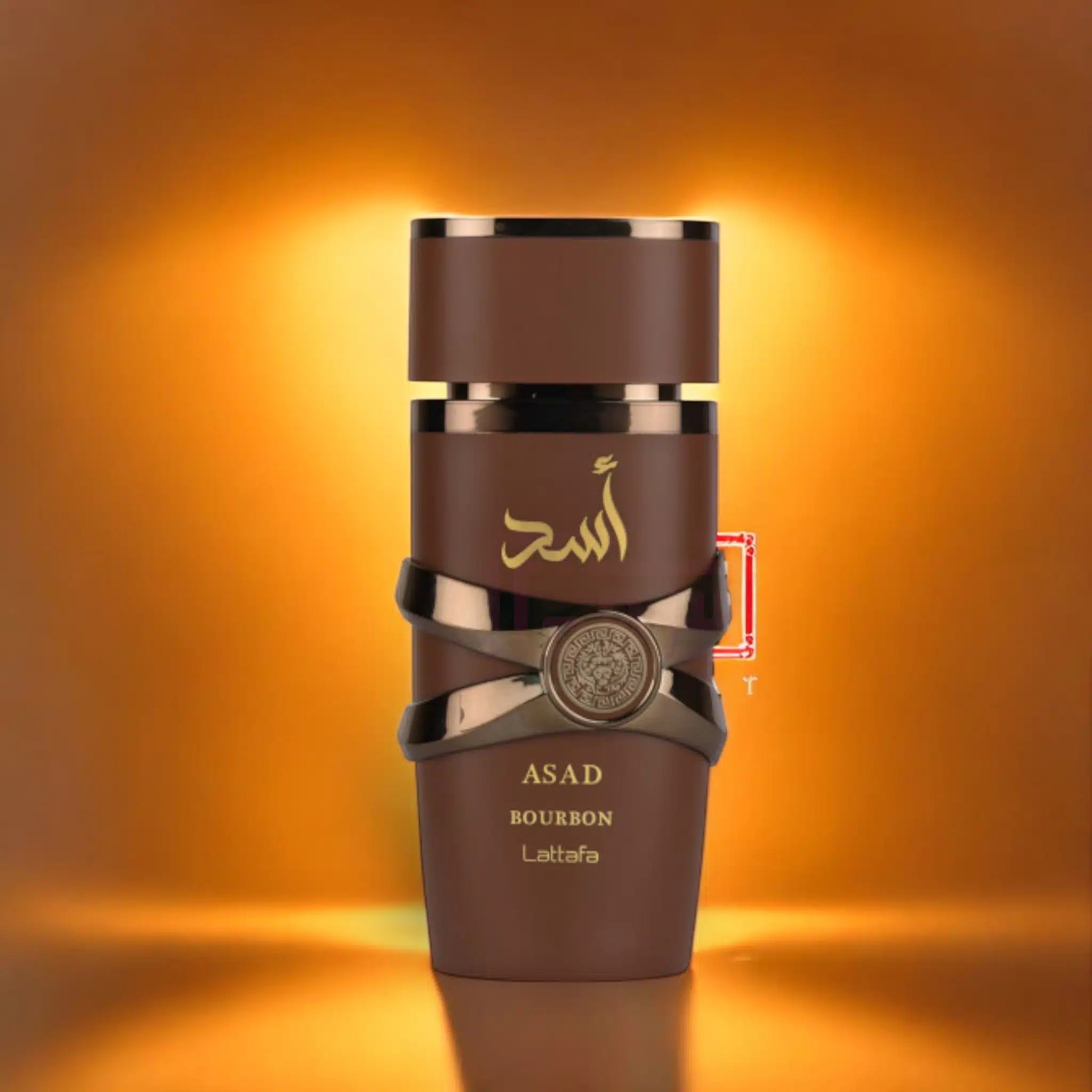 Asad Bourbon 100ml Eau de Parfum by Lattafa bottle and box