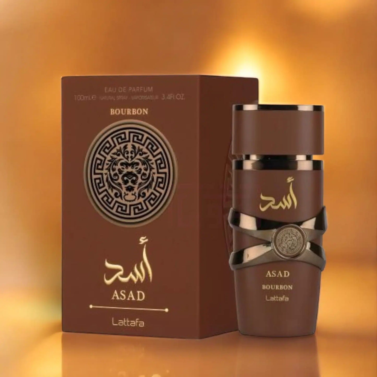 Asad Bourbon 100ml Eau de Parfum by Lattafa perfume bottle close up