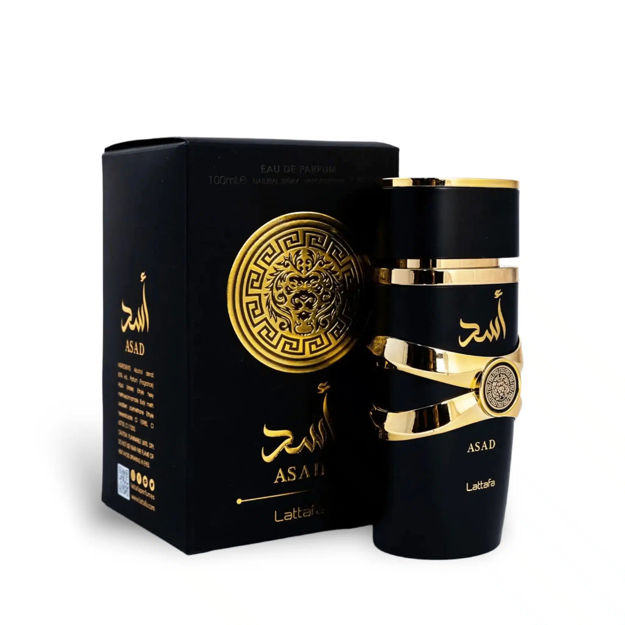 Asad 100ml Eau de Parfum by Lattafa bottle and box