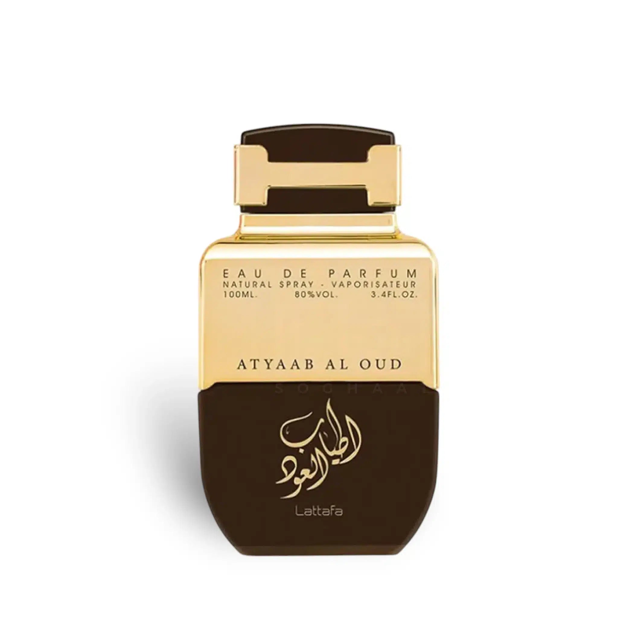 Atyaab Al Oud 100ml Eau de Parfum by Lattafa perfume bottle close up