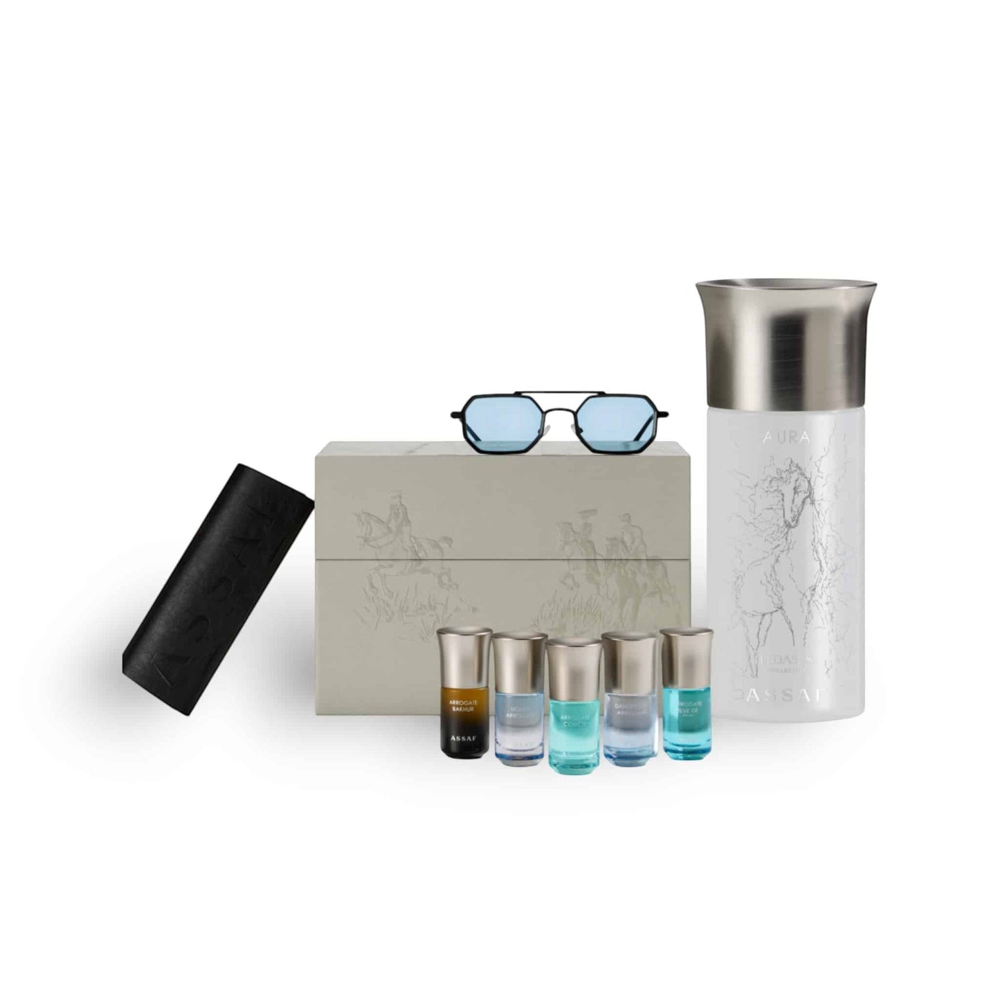 Aura Collection & Sunglass Gift Set by Assaf bottle and box