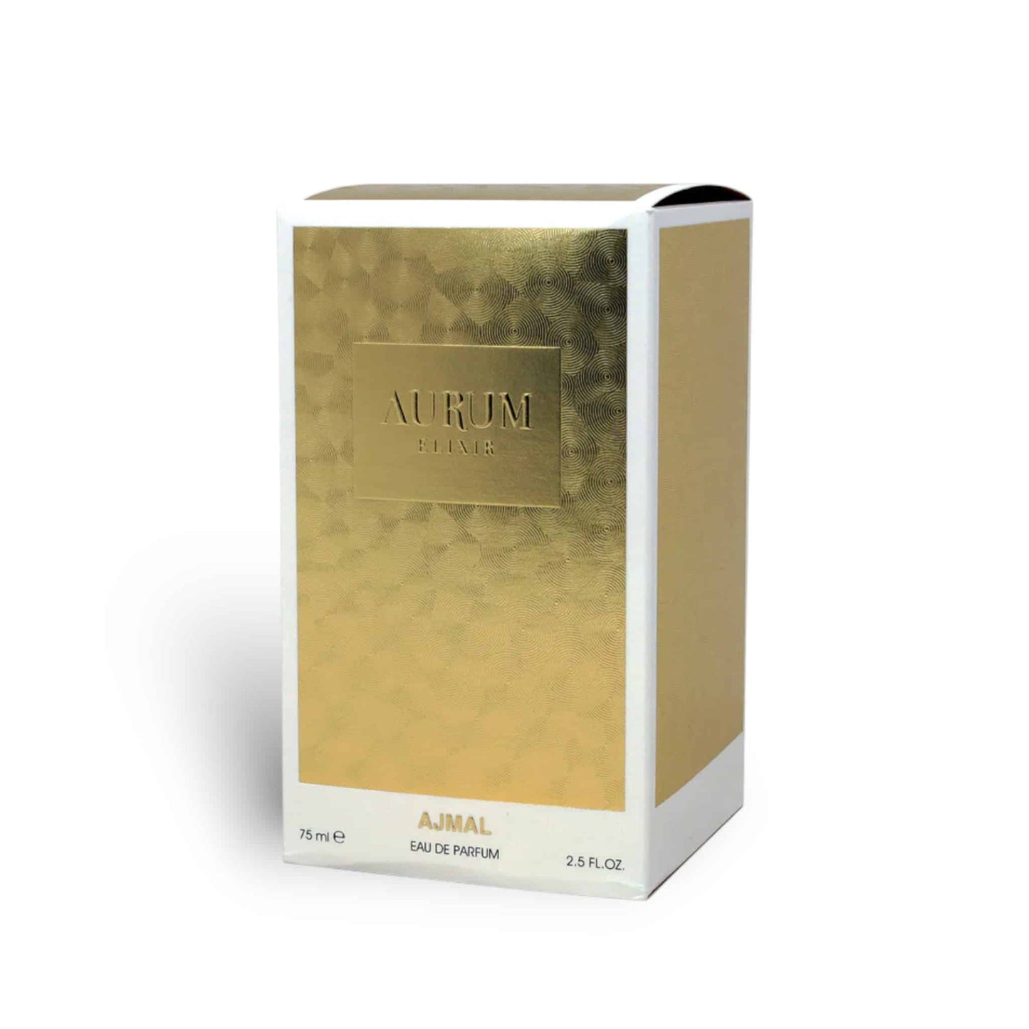 Aurum Elixir 75ml Eau de Parfum by Ajmal fragrance packaging front view