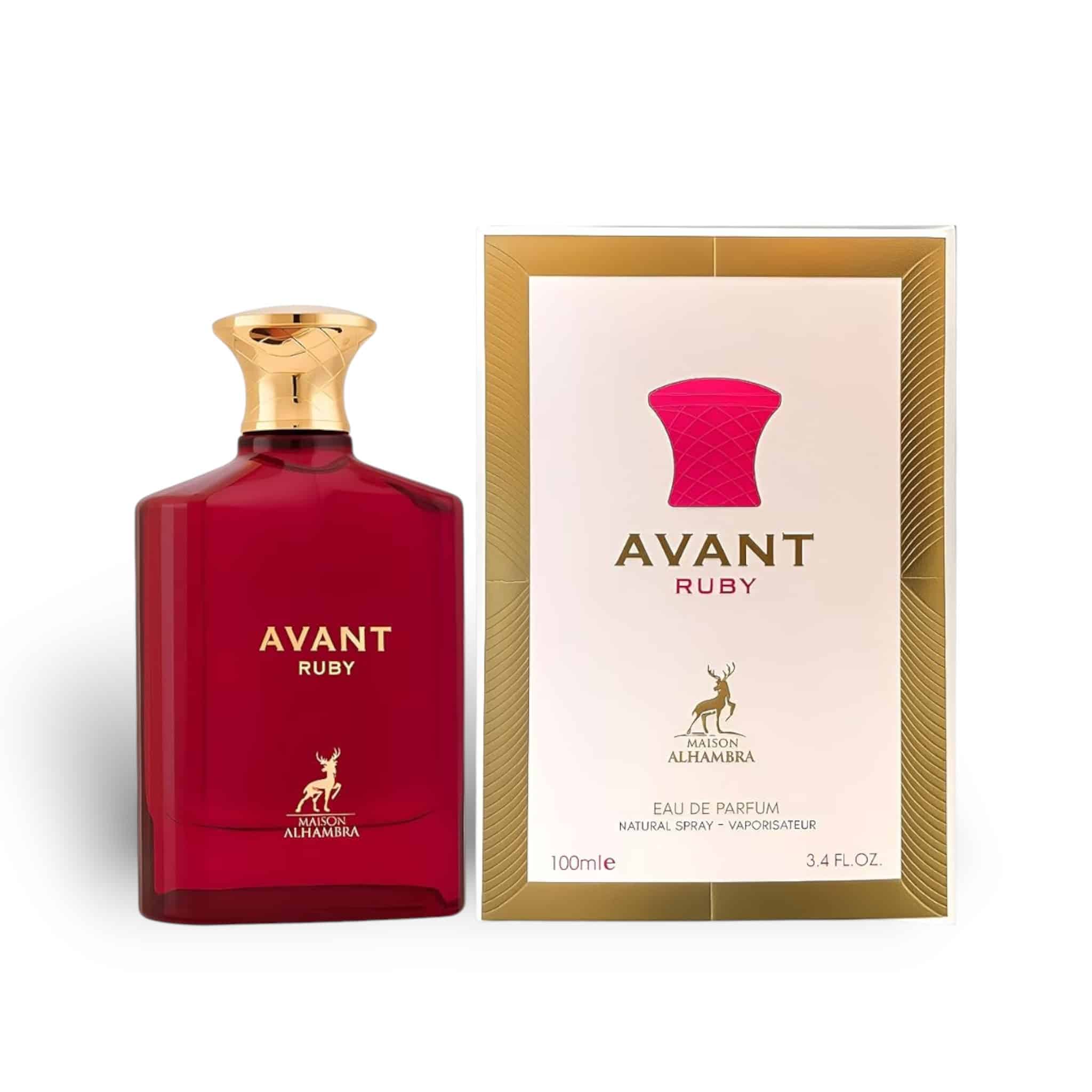 Avant Ruby 100ml Eau de Parfum by Maison Alhambra bottle and box