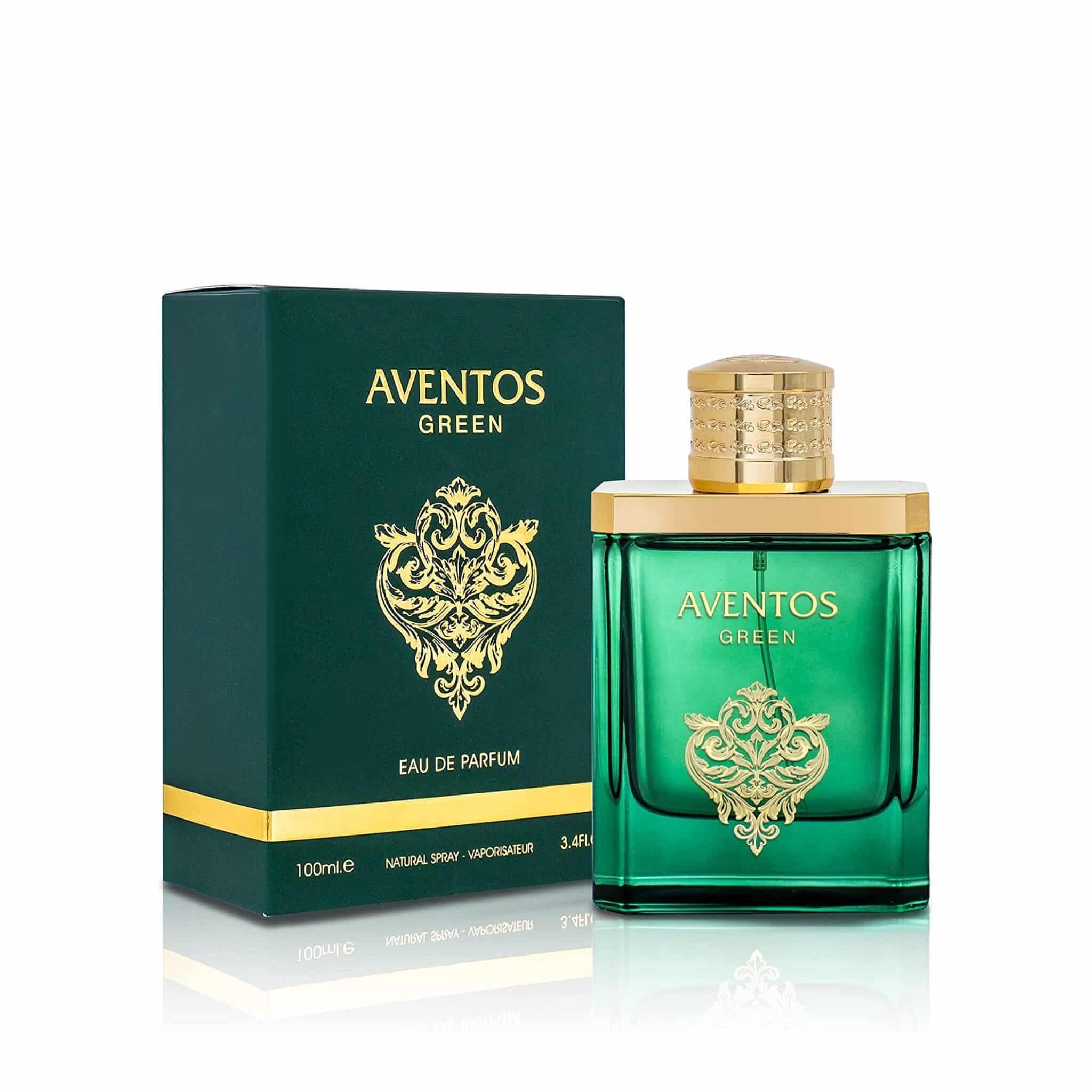 Aventos Green 100ml Eau de Parfum by Fragrance World bottle and box