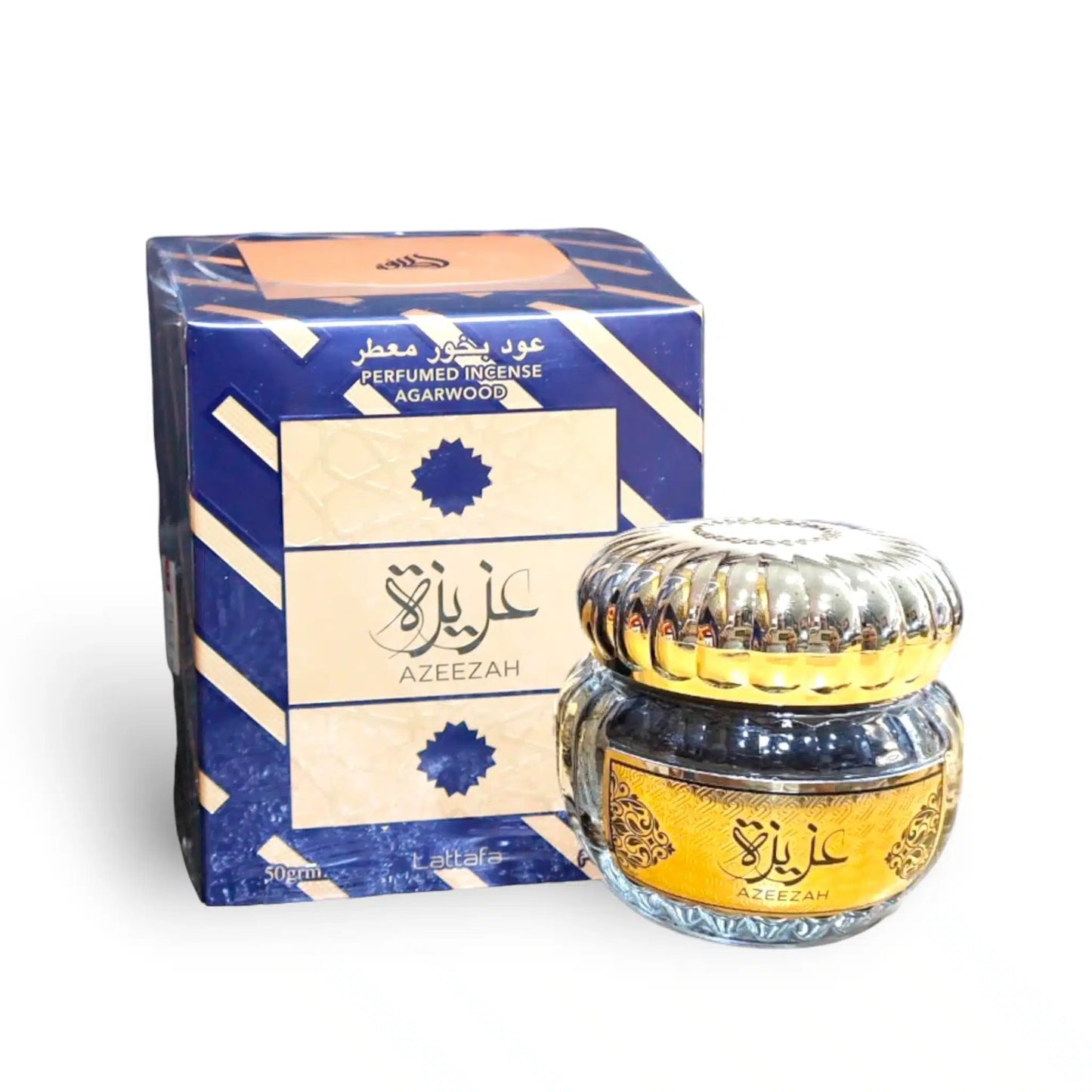 Azeezah 50g Bukhoor Incense by Lattafa bakhoor incense packaging