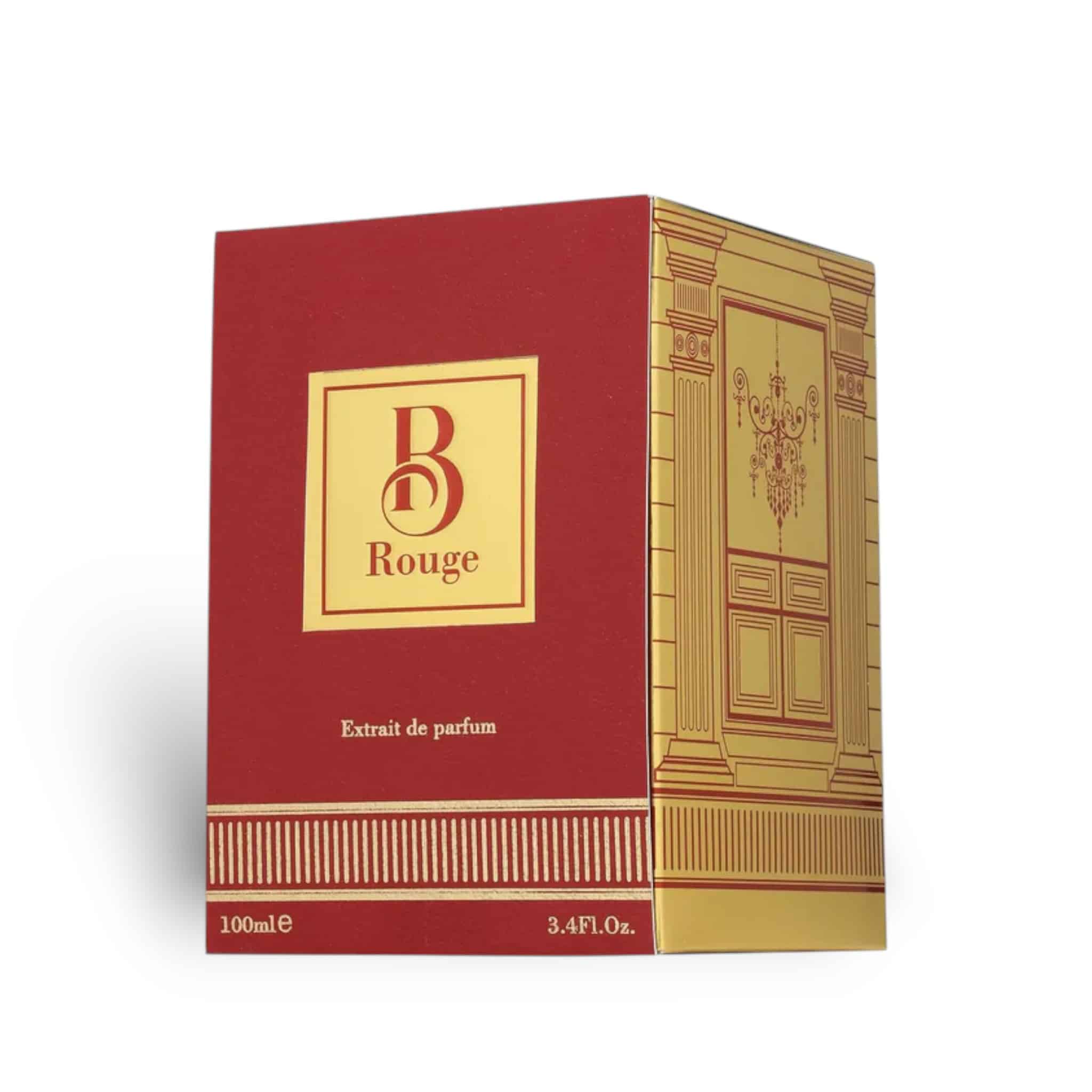 B Rouge 100ml Extrait de Parfum by Fragrance World fragrance packaging front view