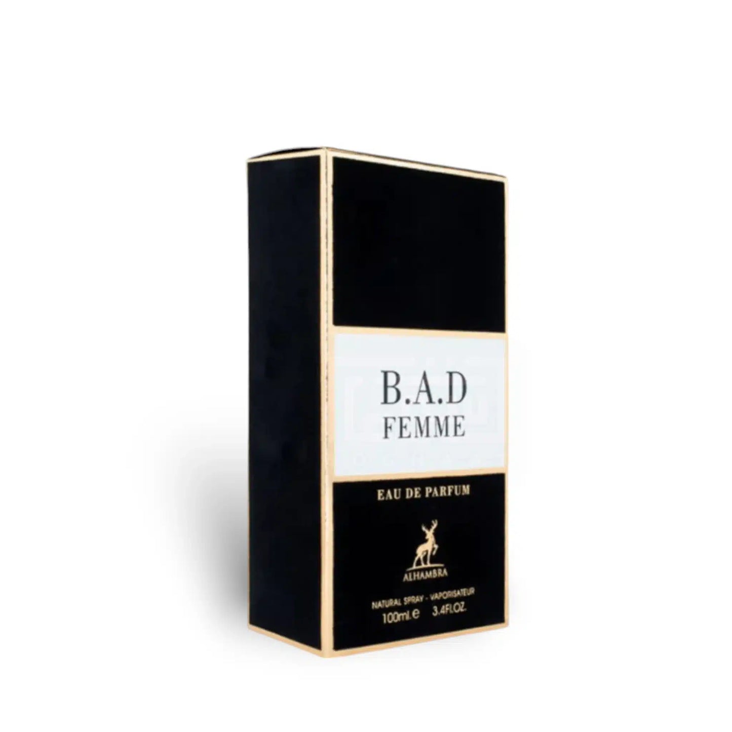 BAD Femme 100ml Eau de Parfum by Maison Alhambra perfume bottle close up