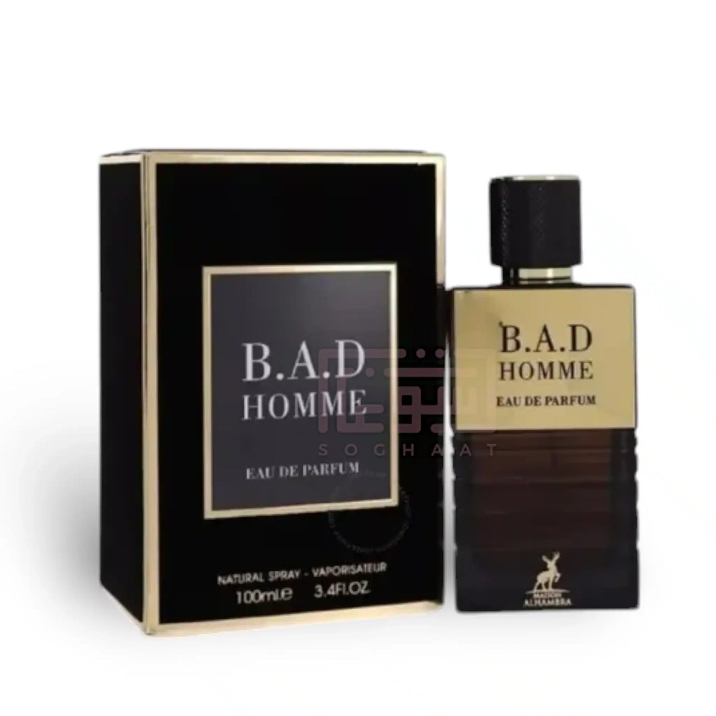 BAD Homme 100ml Eau de Parfum by Maison Alhambra bottle and box