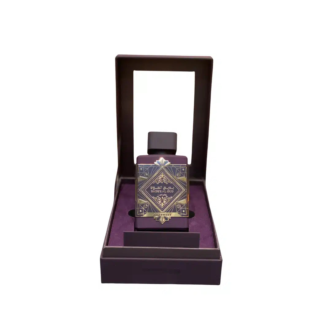 Bade'e Al Oud Amethyst (Oud For Glory Amethyst) 100ml Eau de Parfum by Lattafa fragrance packaging front view