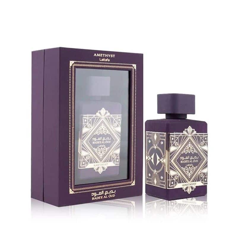Bade'e Al Oud Amethyst (Oud For Glory Amethyst) 100ml Eau de Parfum by Lattafa bottle and box
