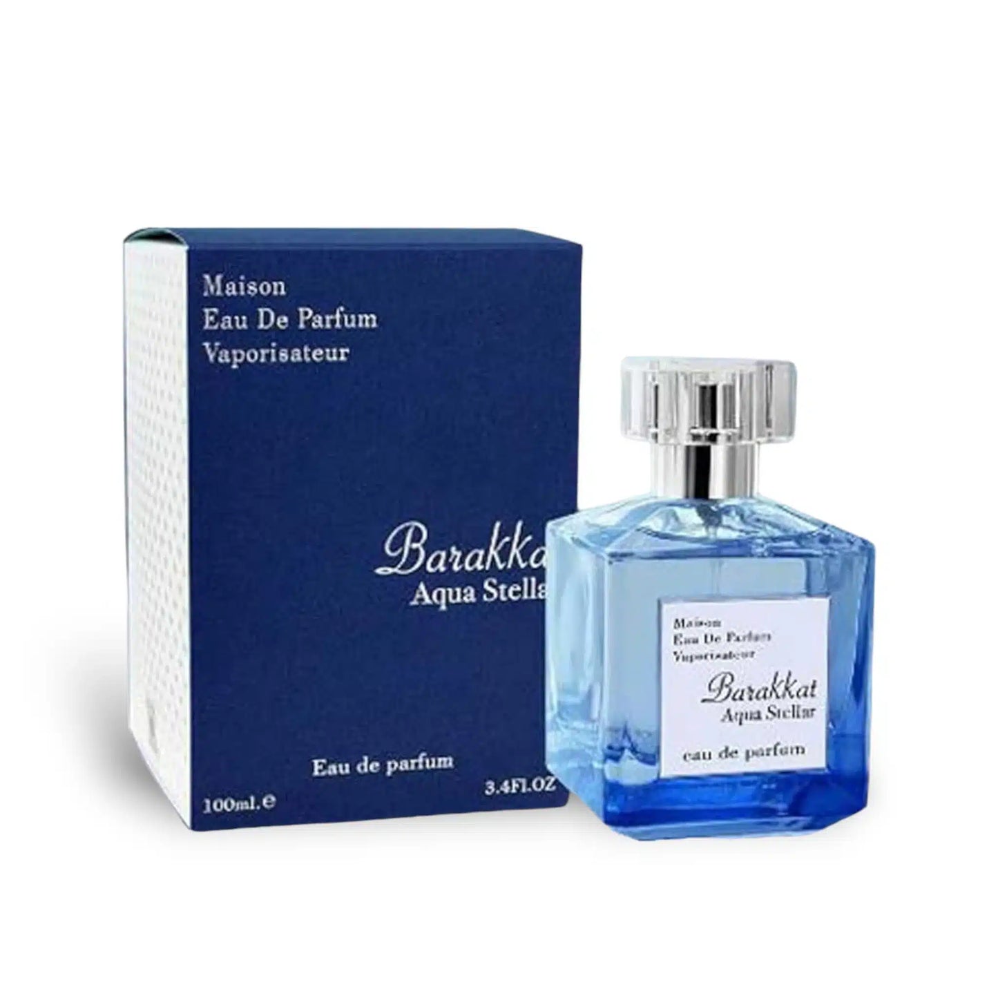 Barakkat Aqua Stellar 100ml Eau de Parfum by Fragrance World bottle and box
