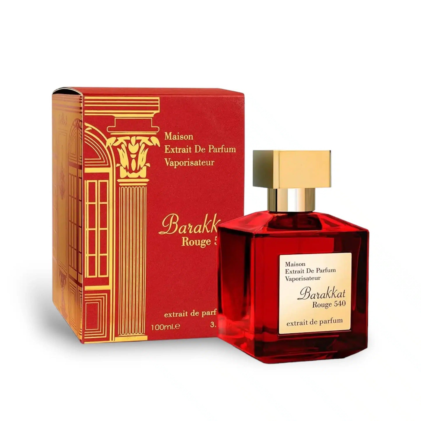 Barakkat Rouge 540 100ml Extrait de Parfum by Fragrance World bottle and box