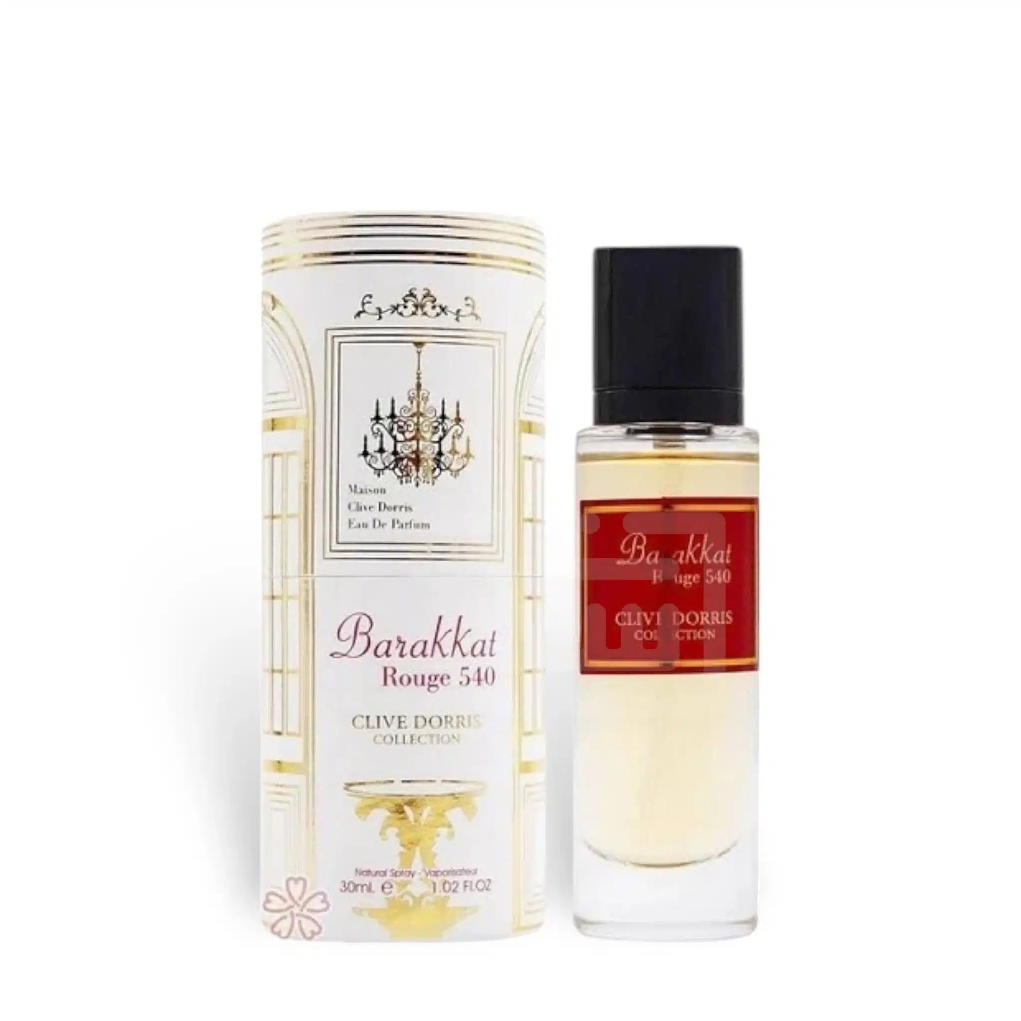 Barakkat Rouge 540 (Clive Dorris Collection) 30ml Eau de Parfum by Fragrance World bottle and box