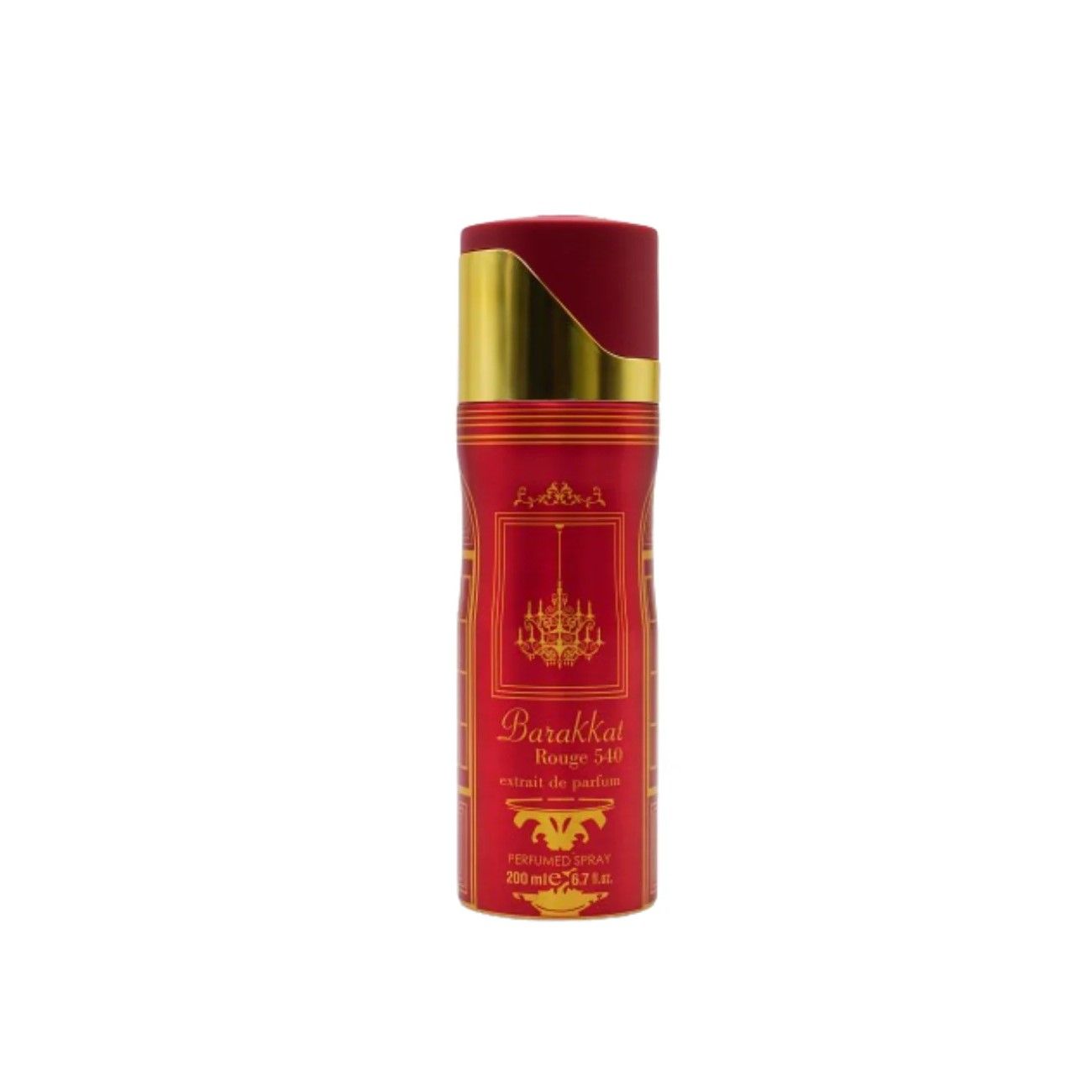 Barakkat Rouge 540 200ml Body Spray by Fragrance World body spray can and packaging
