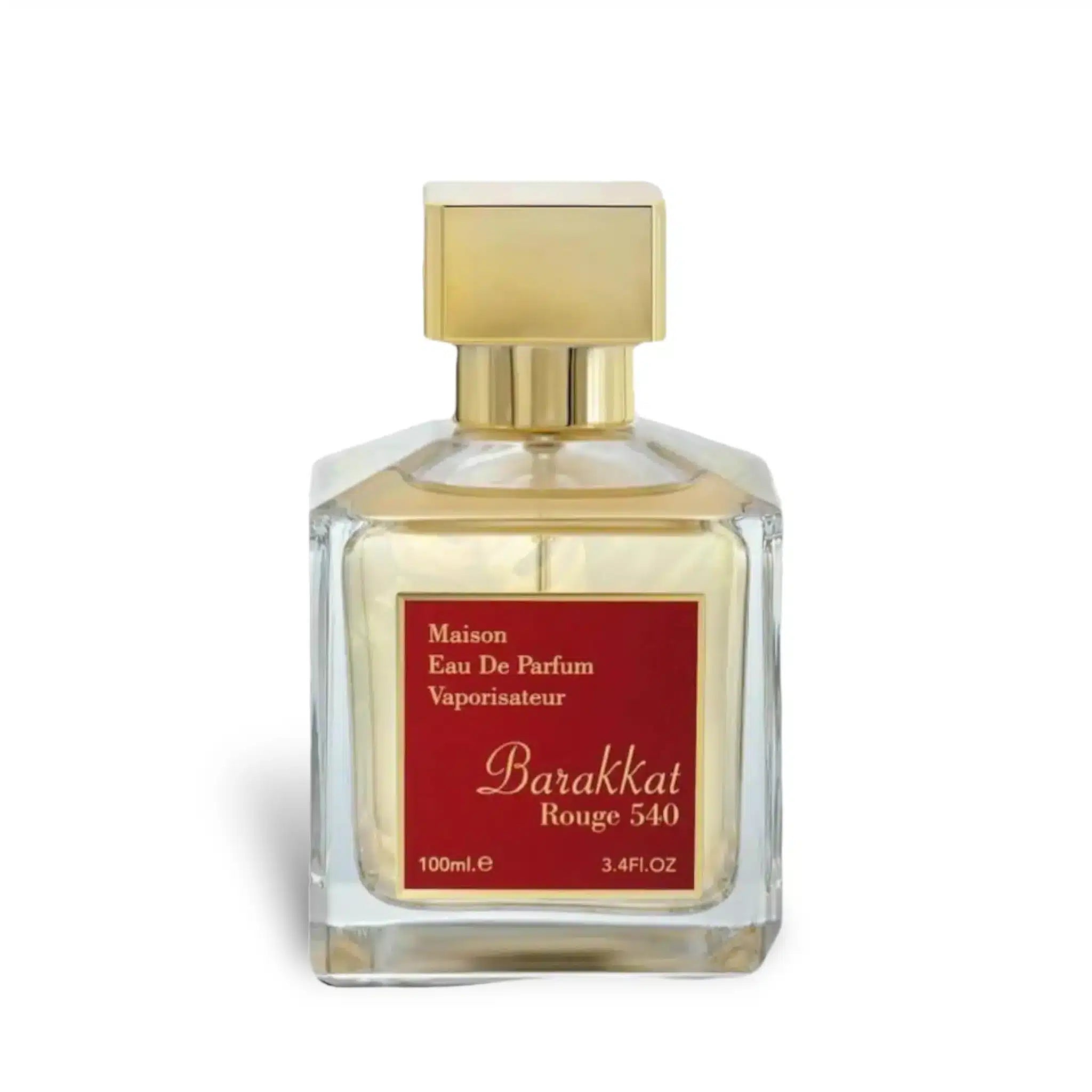 Barakkat Rouge 540 100ml Eau de Parfum by Fragrance World fragrance packaging front view