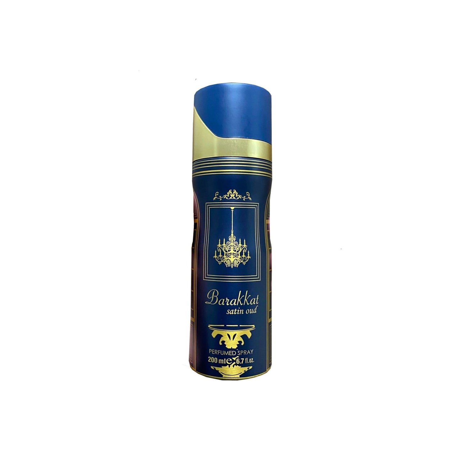 Barakkat Satin Oud 200ml Body Spray by Fragrance World body spray can and packaging