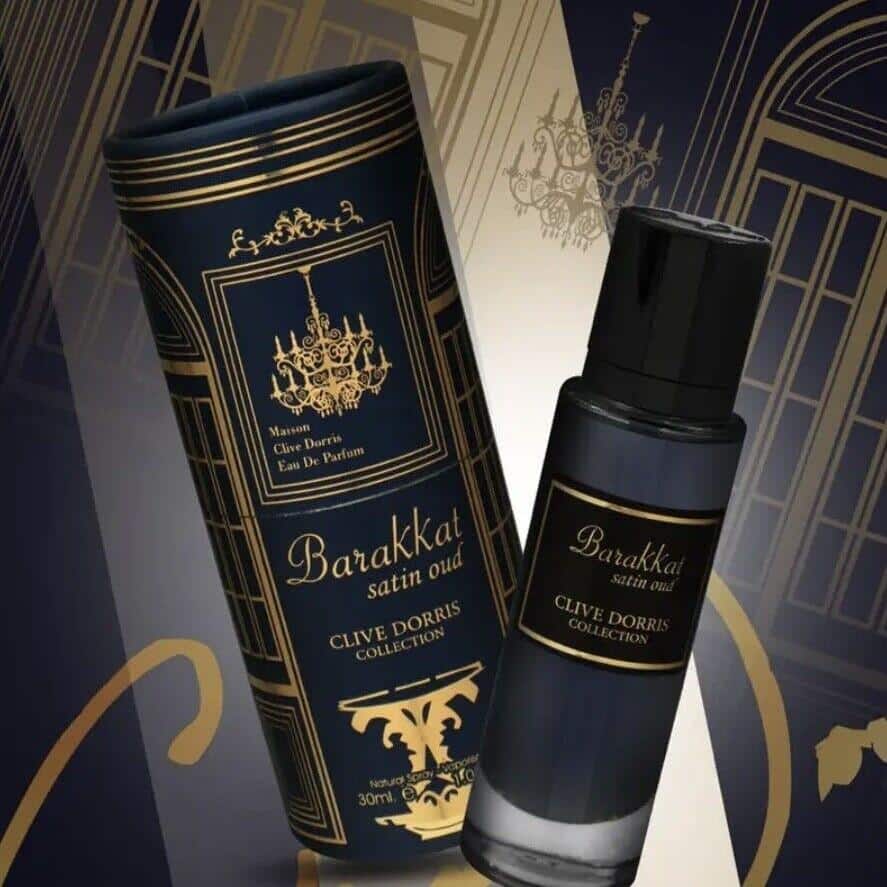 Barakkat Satin Oud (Clive Dorris Collection) 30ml Eau de Parfum by Fragrance World fragrance packaging front view