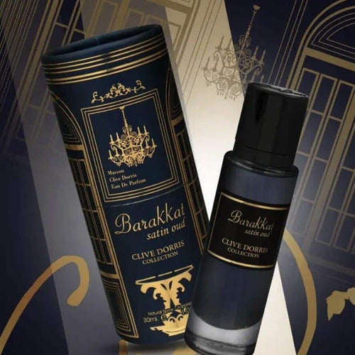 Barakkat Satin Oud (Clive Dorris Collection) 30ml Eau de Parfum by Fragrance World fragrance packaging front view