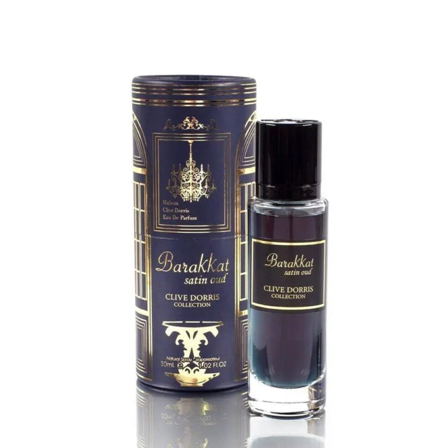Barakkat Satin Oud (Clive Dorris Collection) 30ml Eau de Parfum by Fragrance World bottle and box