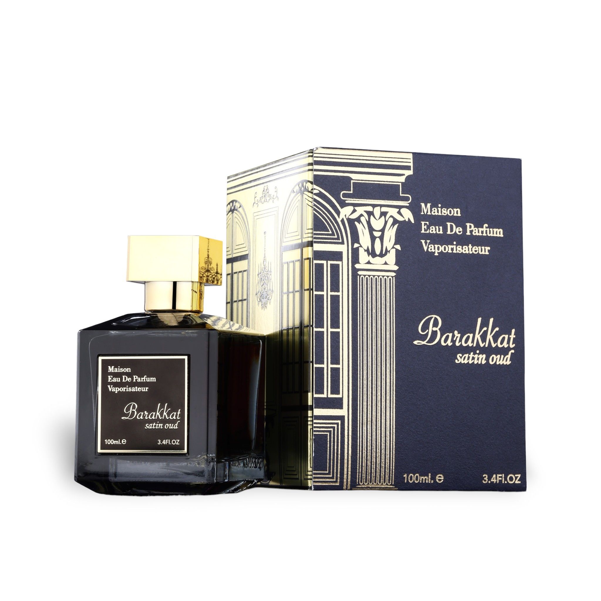 Barakkat Satin Oud 100ml Eau de Parfum by Fragrance World bottle and box