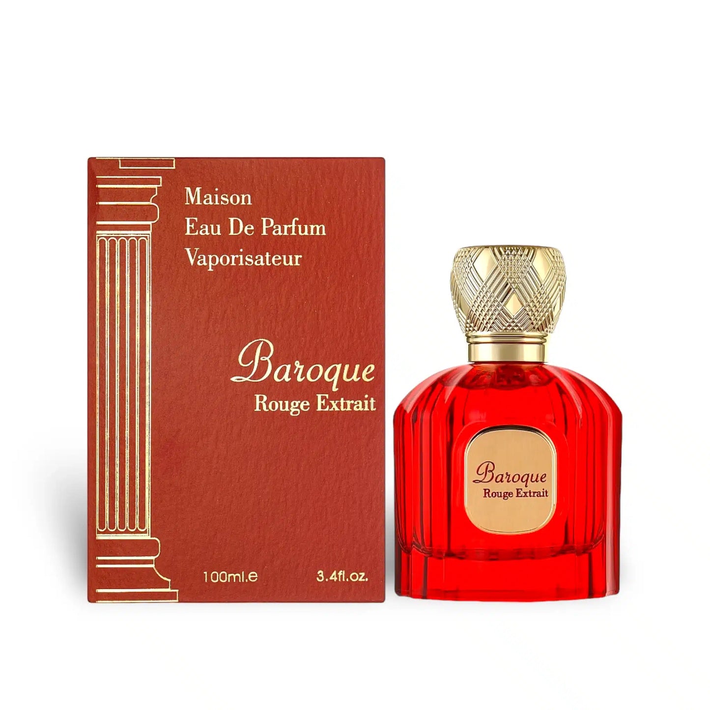 Baroque Rouge 100ml Extrait de Parfum by Maison Alhambra bottle and box